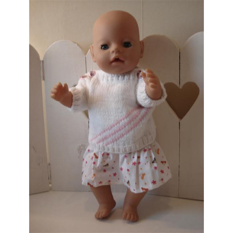 Truitje wit met rose streep